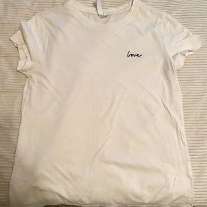 White “love” tee